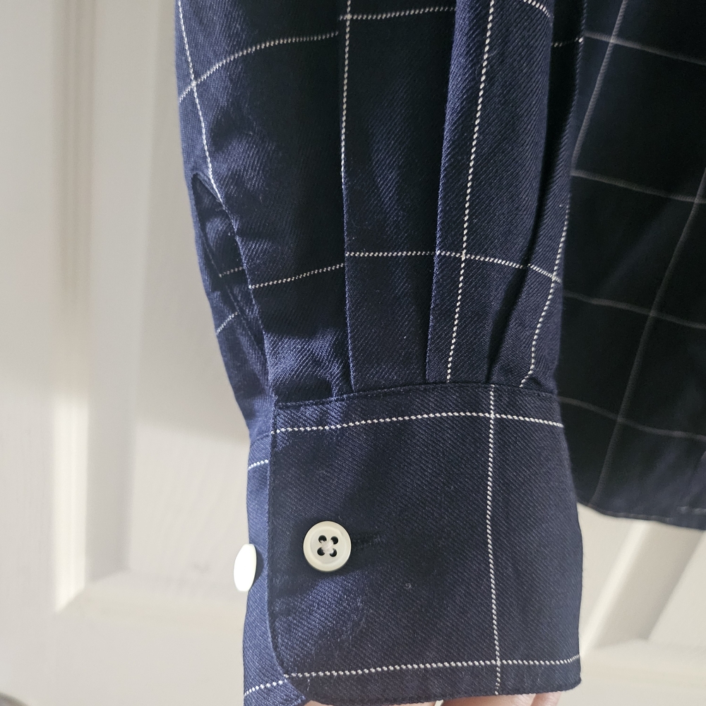 Lauren Ralph Lauren Navy Checkered Button Down Shirt - Picture 4 of 6